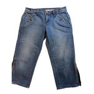 DKNY Jeans Womens Jeans Capri Denim Ankle Zip Flat Front Mid Rise Blue Size 8